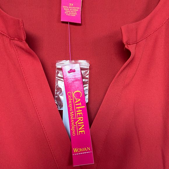 Catherine Malandrino Rustic Tab-Sleeve Crepe Overlay Hi-Low Tunic size 3X NWT - Picture 12 of 12